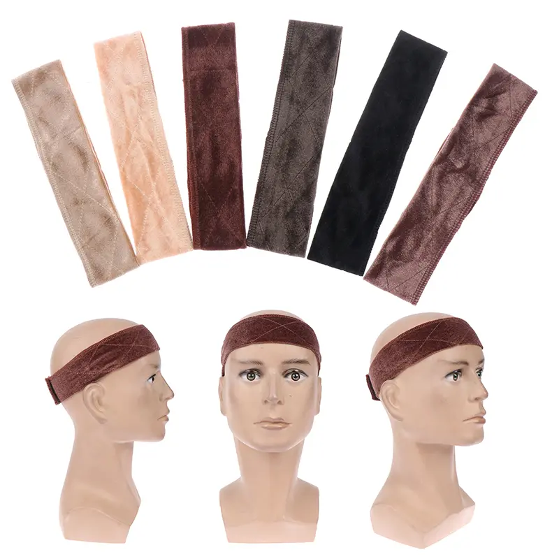 Jalur elastik baldu untuk rambut palsu, jalur cengkaman tetap tidak licin untuk rambut palsu, ikat kepala boleh laras, 1X