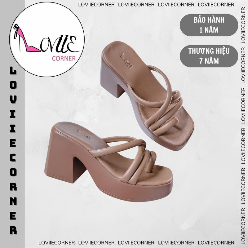 LOVIIECORNER - GUỐC CAO GÓT NỮ MŨI VUÔNG - GIÀY XỎ NGÓN QUAI MẢNH PHỒNG THỜI TRANG - GUỐC NỮ MŨI VUÔNG HỞ CÓ ĐÚP GÓT VUÔNG CAO 9 PHÂN - DD240120