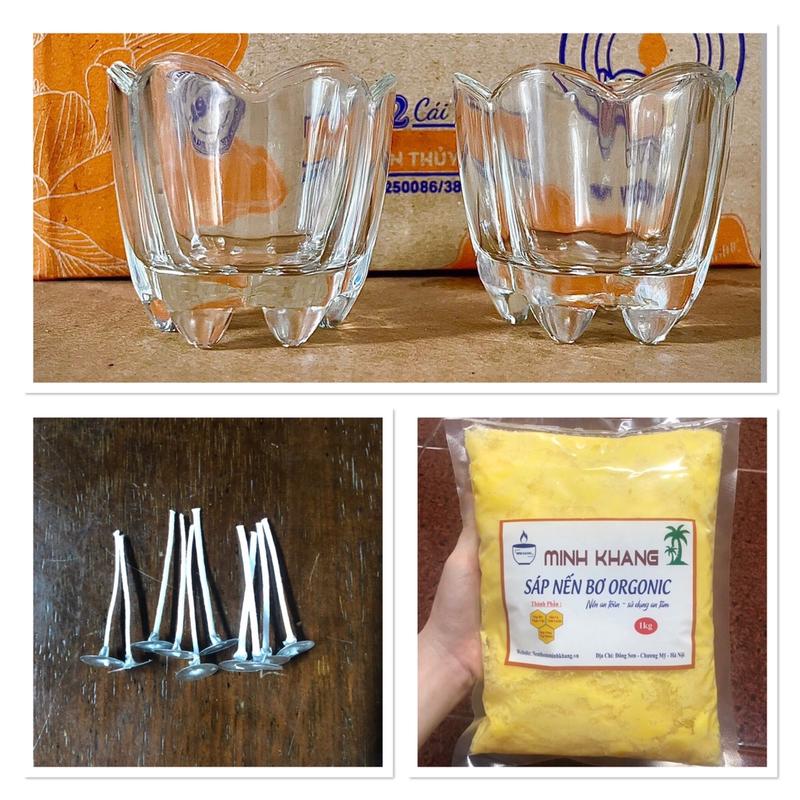 Combo set đầy đủ 36 ly hoa mai/ly múi tự làm nến dâng Phật cúng dường - nến bơ Organic Minh Khang màu vàng hoặc đỏ - Tự làm nến bơ dâng phật nguyên liệu Decor Nến Thơm Decor Phòng Trang Trí Nhà