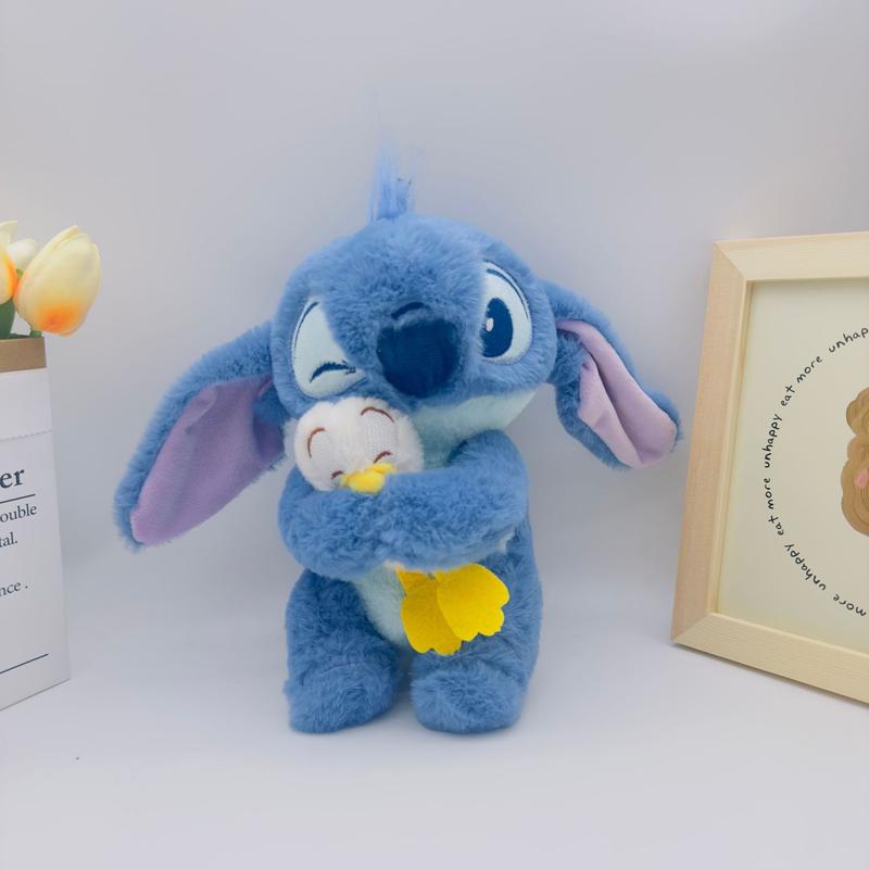 Gấu bông Stitch Ôm Vịt 22cm Cute, Gấu bông stitch xanh dễ thương