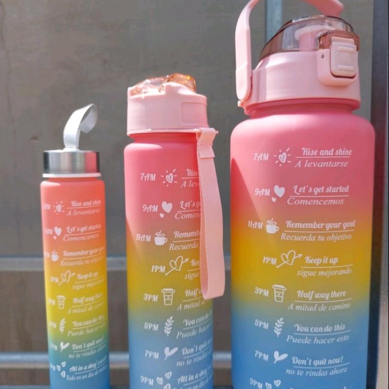 Combo 3 binh nước chia vạch, nhắc uống nước đúng giờ. 3 size 2lit, 1lit, 0.3 lit. Dùng di học,đi chơi, tập thể dục. 1 bộ 3 bình, ống hút,ticker.