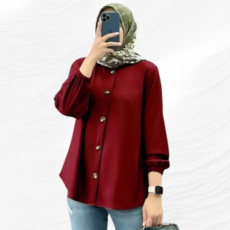 Kemeja Jumbo Ld120&105 Atasan Wanita Hijab Karina Blouse Kekinian Blus Tshirt Muslimah Bahan Cringkle Busui&Friendly Oversize Terlaris Cod