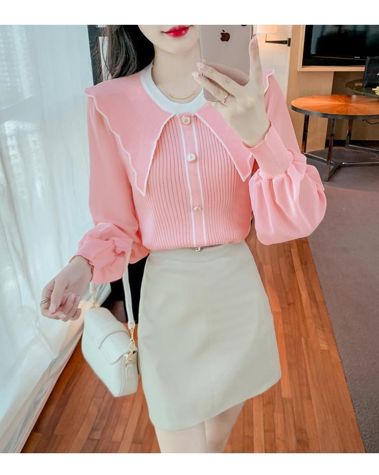 Product Introduction of Áo Len Nữ, Cổ Búp Bê Trông Trẻ Trung Dễ Thương, Màu Hồng, Áo Lớp Nền Dệt Kim, Có Thể Mặc Bên Trong, Hàng Mới Về Mùa Xuân 2024 22
