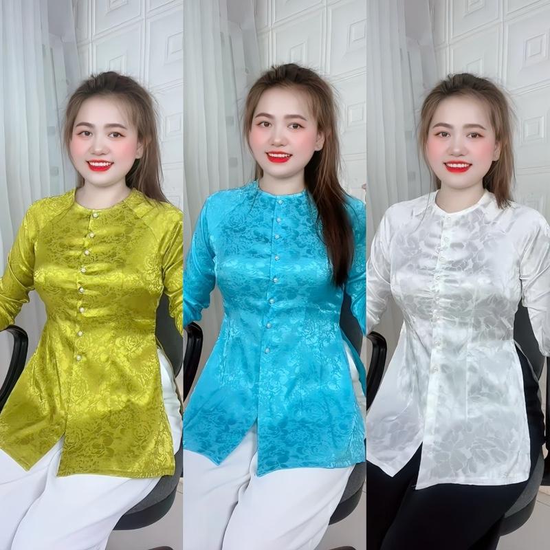 [T03] [CẢ BỘ] Bộ Bà Ba Áo Vải Lụa Gấm Truyền Thống Cổ Tròn Tay Dài Quần Lụa Mango Mềm Mịn