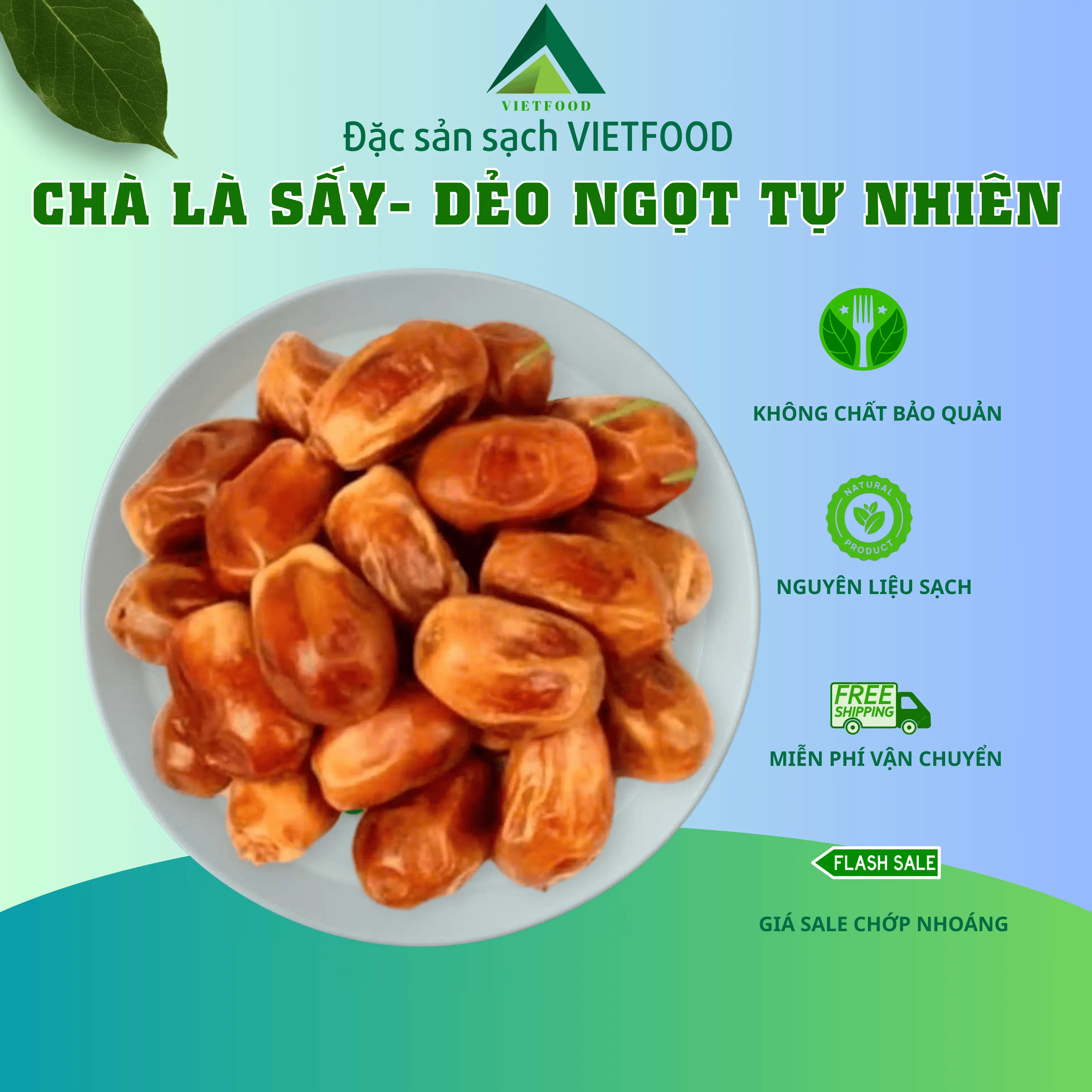 Hộp 500g Chà là VIETFOOD sấy khô, dẻo ngọt tự nhiên -Thức Ăn Ăn Vặt