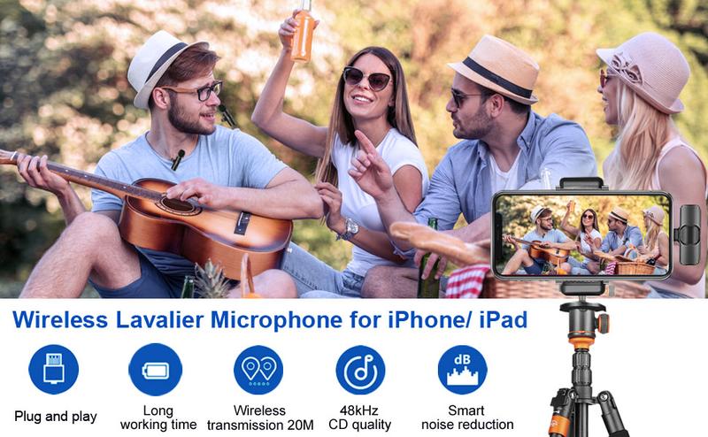 Product Introduction of Kinizuxi Wireless Microphone for iPhone iPad,[Lightning] Wireless Lavalier Microphone for Video Recording, Clip On Lapel Mic for YouTube/Live Streaming/Interview/Vlog/Presentation/Facebook/Live 0
