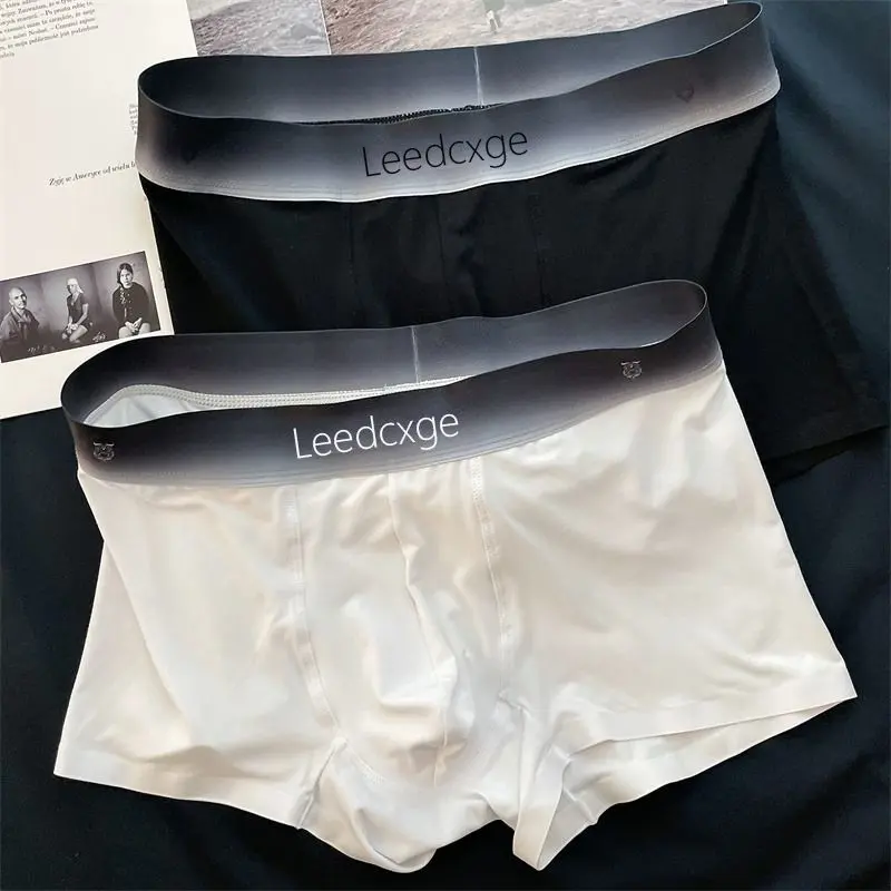 [1300+ People Ordering Within a Week] Genuine Men's Underwear Ice Silk Youth Seamless Breathable Ultra-thin Boxer Briefs Large Size Underpants Student Summer Trend