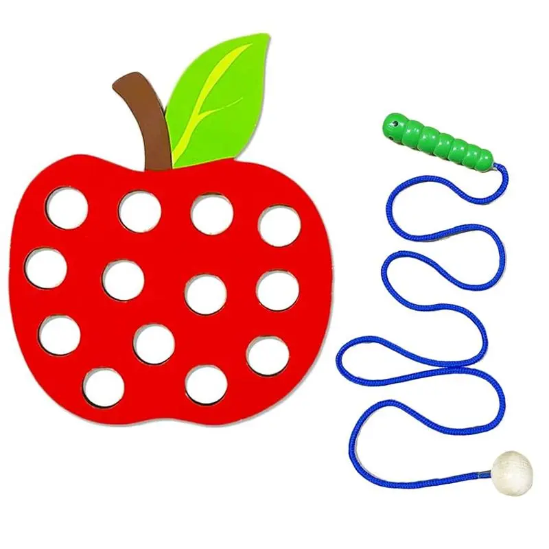 Wooden Fruit Threading Toy, Educational Shape Sorters Toys for Finger Fine Motor Skills Training, Preschool Early Education Toy for Gifts, Christmas Gift, Kids Toys,  Toys for Girls Fun