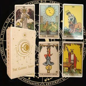 Set de 78 cartas del Tarot clásico con libro de guía, juego de adivinación portátil, regalo ideal para Navidad, Halloween y Día de Acción de Gracias, diseño amigable para principiantes