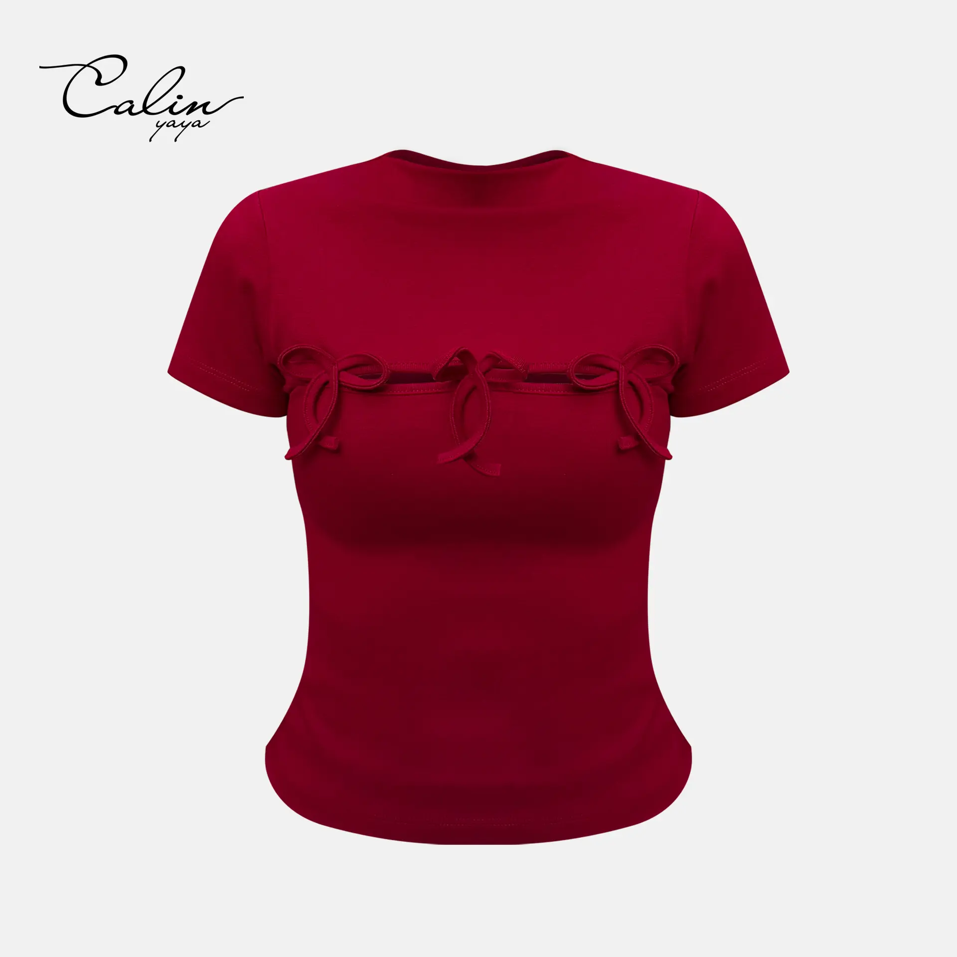 Rosie Top - Áo thun thiết kế cổ cao khoét vòng 1 trang trí nơ dễ thương ôm body cho Nữ