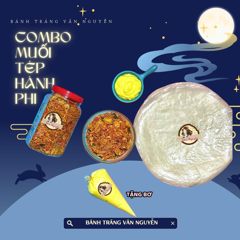 COMBO bánh tráng TRÒN phơi sương muối tép TẶNG BƠ. Combo 800gr Bánh tráng Vân Nguyễn Ăn Vặt