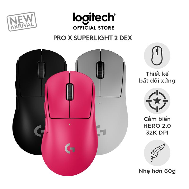 Chuột Gaming không dây Logitech G PRO X SUPERLIGHT 2 DEX LIGHTSPEED, Nhẹ 60g, Hero 2, 32k DPI, USB-C logitech superlight chuot cong