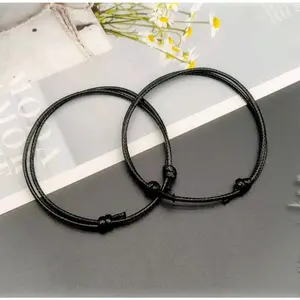 Gelang Tali Korea Pria wanita 2mm Hitam Casual Keren Couple Bracelets (1pcs)
