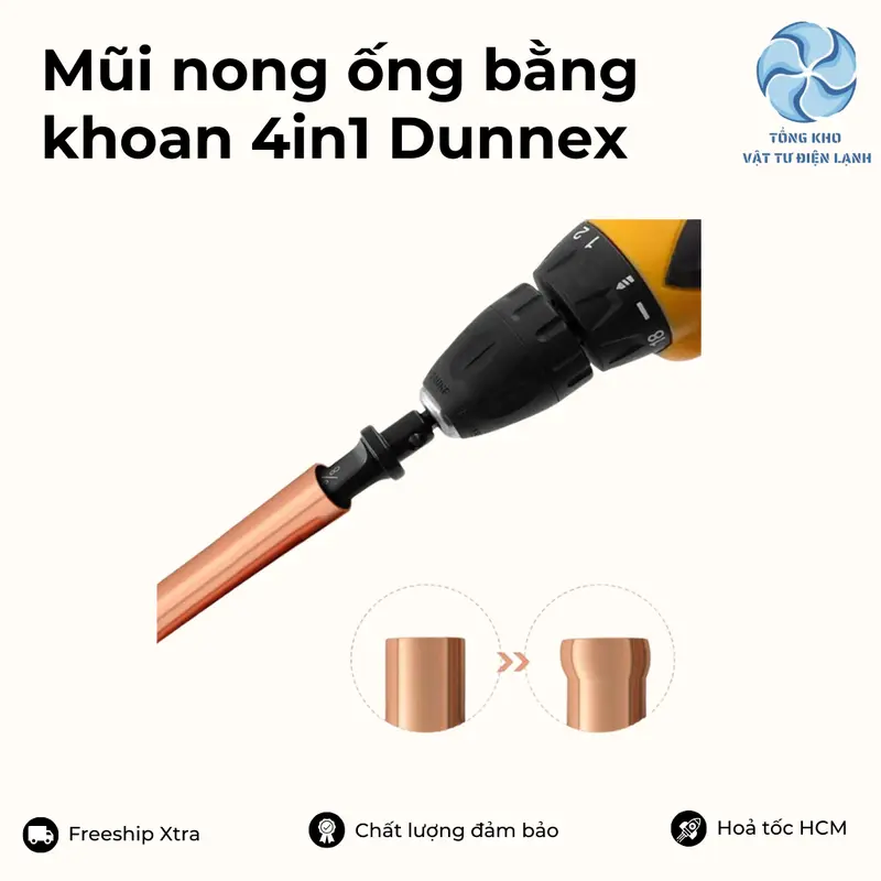 Mũi nong ống đồng bằng khoan 4in1 Dunnex-900S-4S hợp kim nguyên khối 4