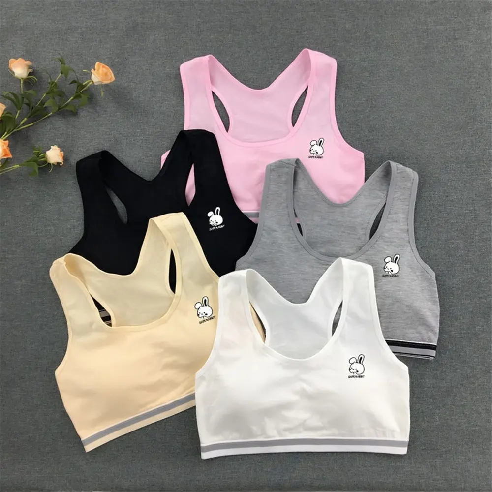 Áo Yếm Cotton, Dành Cho Trẻ Em, Có Đệm Ngực, Áo Ngực Không Có Vòng Thép, Thoáng Khí, Liền Mạch, Đồ Lót Trẻ Em, Thoải Mái, Thích Hợp Cho Bé Gái, Đồ Lót Cho Học Sinh