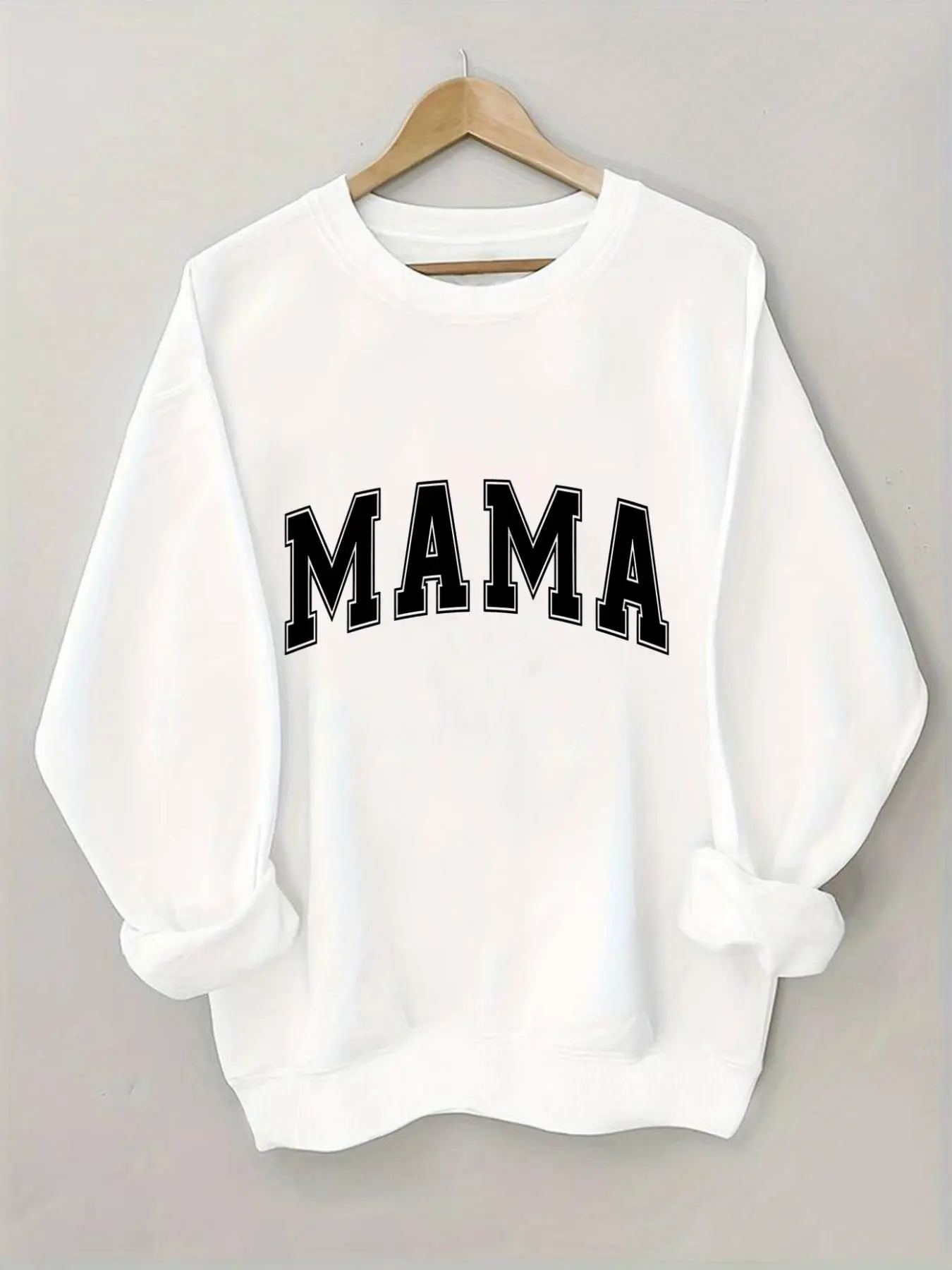 Women's Letter Print Drop Shoulder Sweatshirt, Casual Long Sleeve Round Neck Pullover for Fall & Winter, Ladies Clothes for Daily Wear