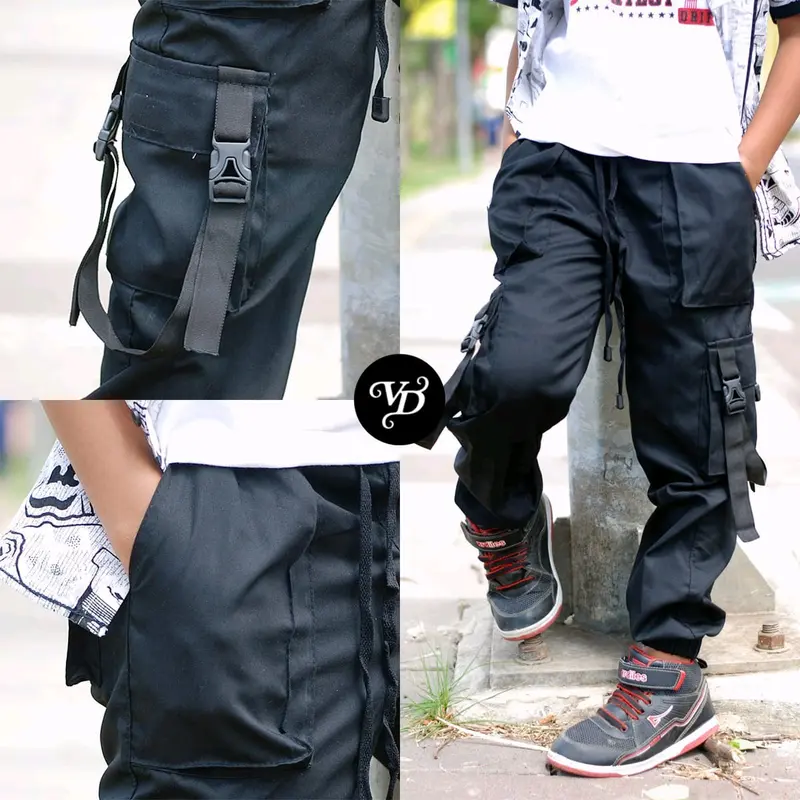 celana k pop anak celana panjang anak celana cargo joger pant  celana junior katun polos 0