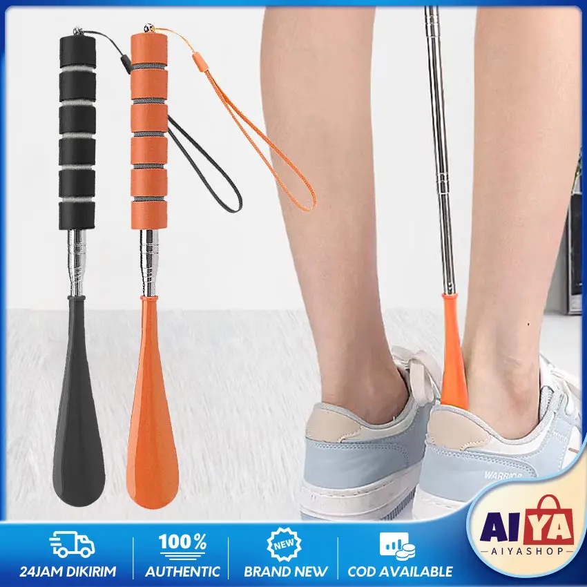 Shoe Horn Teleskopik Stainless Steel Sendok Sepatu Model Panjang Tongkat Sepatu Shoe Tree Panjang 70cm Alat Bantu Pakai Sepatu
