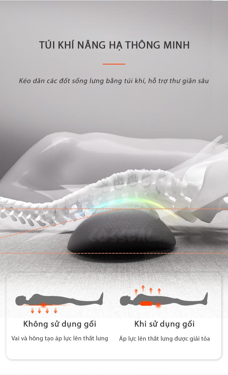 Product Introduction of Cosseal Gối Kê Lưng Massage Túi Khí Kéo Dãn, Tích Hợp Chườm Nóng Công Thái Học, Giảm Đau Cột Sống 3