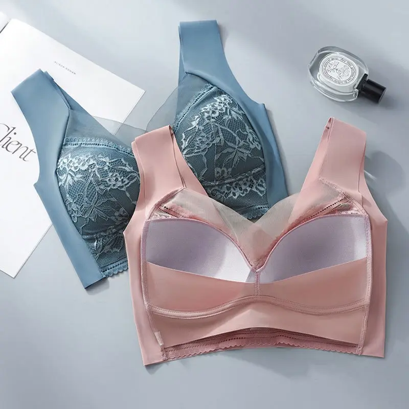 Celyne Push Up Bra Seamless Wanita Motif Renda Polos Punggung Tali Silang Ukuran Jumbo 9052 Bh Busa 2