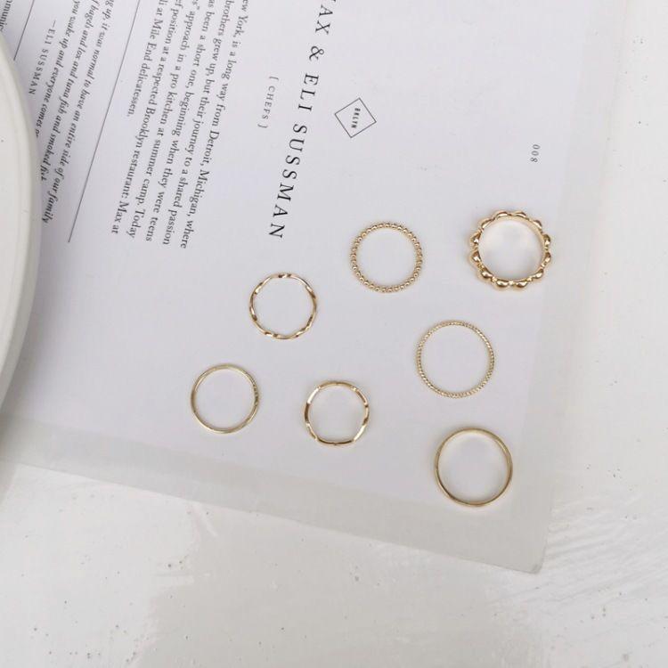 Product Introduction of 8PCS/1set Korean version ring set simple personality pixel ring overlapping ring jewelry 29