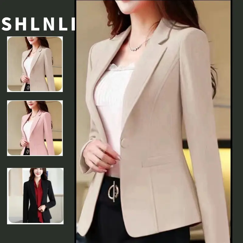 Women's Spring Autumn Long Sleeve Blazer Chic Korean Style Slim Fit Jacket
