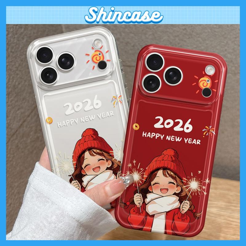  Ốp Lưng iPhone Happy Girl Tết 2026 Viền Thẳng Bảo Vệ Camera - iP 7 8 X XS 11 12 13 14 15 16 17 Plus Pro Max Air 
