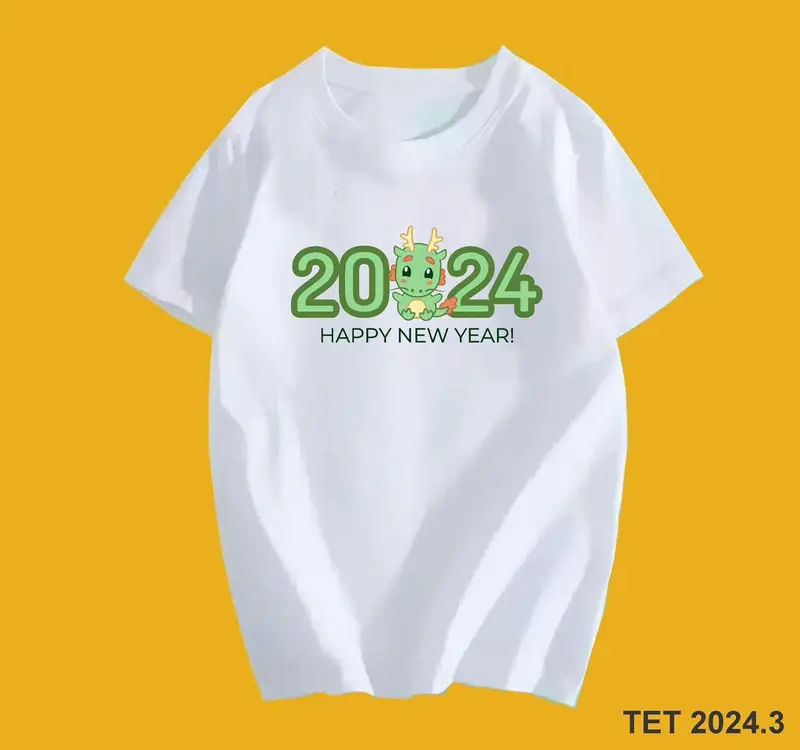 Áo thun in hình tết 2024, áo gia đình, nhóm tết 2024 Top Cotton Nữ Women 0