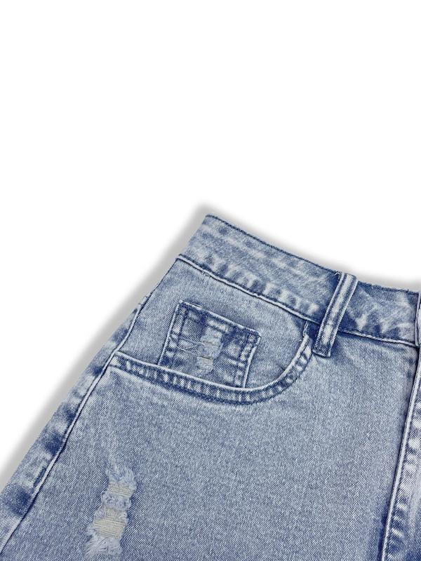 Women's Denim Skirt, Fashion Casual Ripped Skirt for Daily Outdoor Wear, Ladies Bottoms for Summer 6