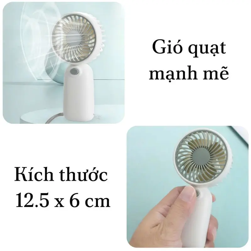 Quạt Cầm Tay Mini Đáng Yêu Dùng Pin Tiện Lợi - Quạt Cầm Tay Nhỏ Gọn Kèm Dây Treo Siêu Dễ Thương 6