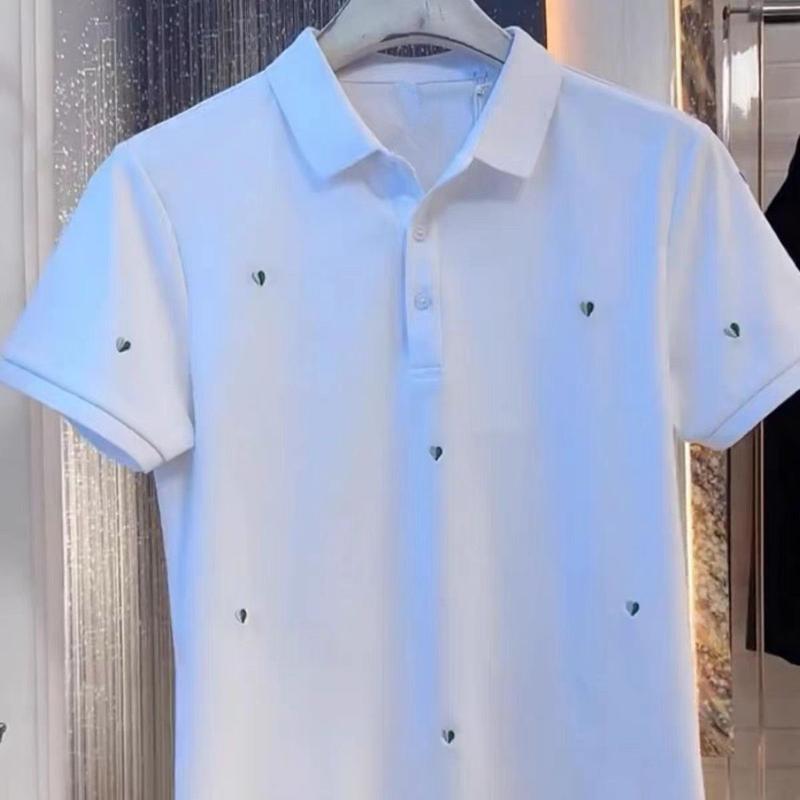 Áo Polo Thêu, Thương Hiệu Thời Trang Giá Cả Phải Chăng Và Sang Trọng, Dành Cho Nam Giới, Thích Hợp Cho Mùa Hè, Phong Cách Trẻ Trung Hợp Xu hướng Dáng Ôm, Cổ Bẻ Áo, Áo Phông ngắn Tay Áo, Thời Trang 1