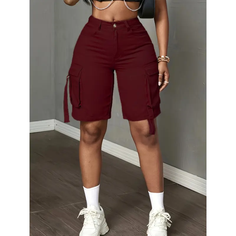 Women's Casual Cargo Shorts | Beige, Multiple Pockets, Adjustable Drawstring |   &  Wear 8