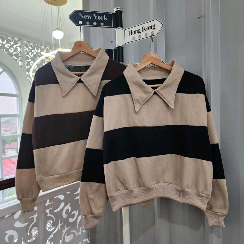 SWEATER KERAH BELANG WANITA OVERSIZE - SWEATER COLLAR KOREAN STYLE- CREWNECK WANITA OVERSIZE 2