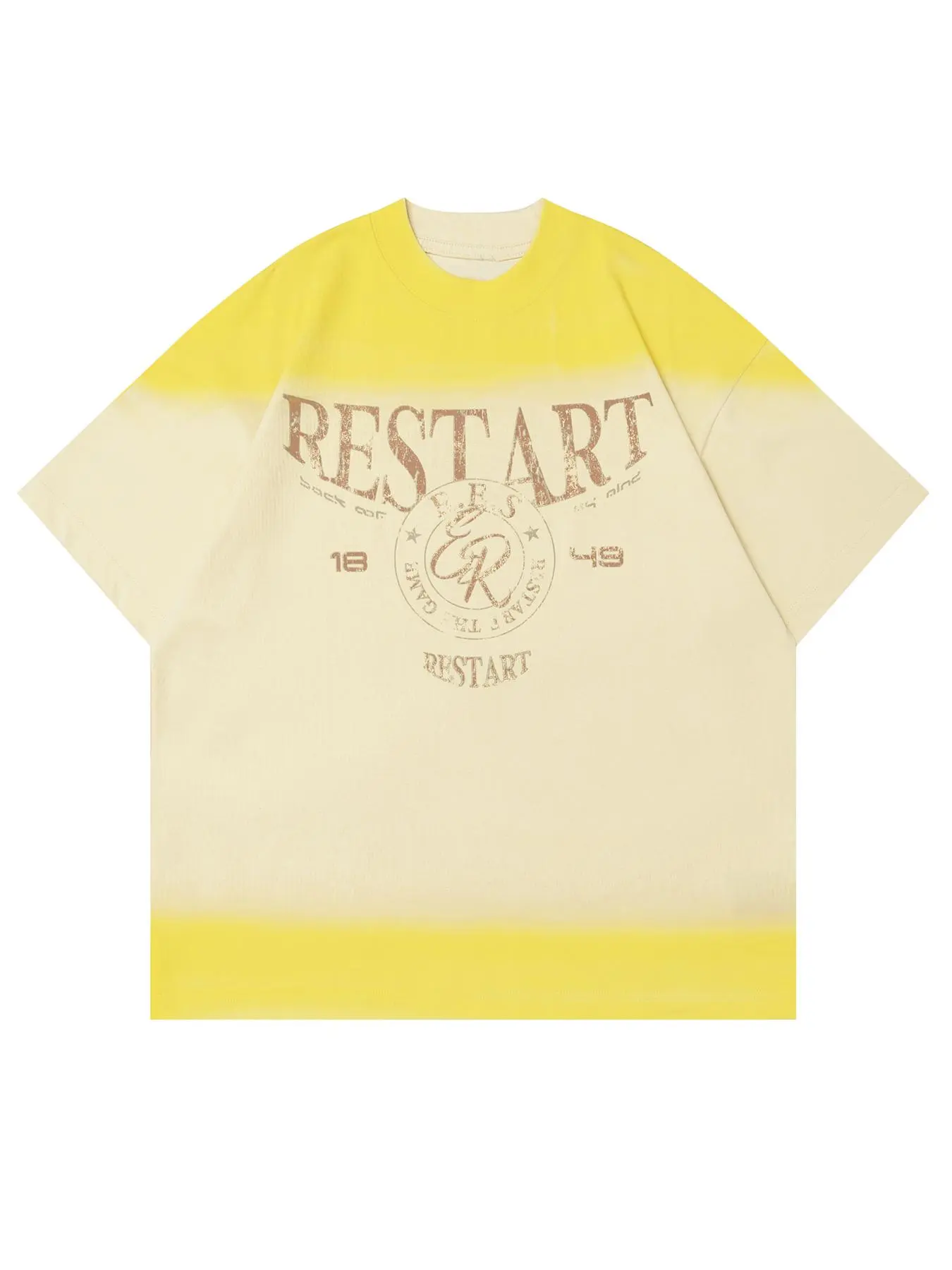 Men's Ombre & Letter Print Round Neck Tee, Loose Casual Fashion Soft Comfy Short Sleeve T-shirt for Daily Wear, Men's Top for All Seasons, Tropical