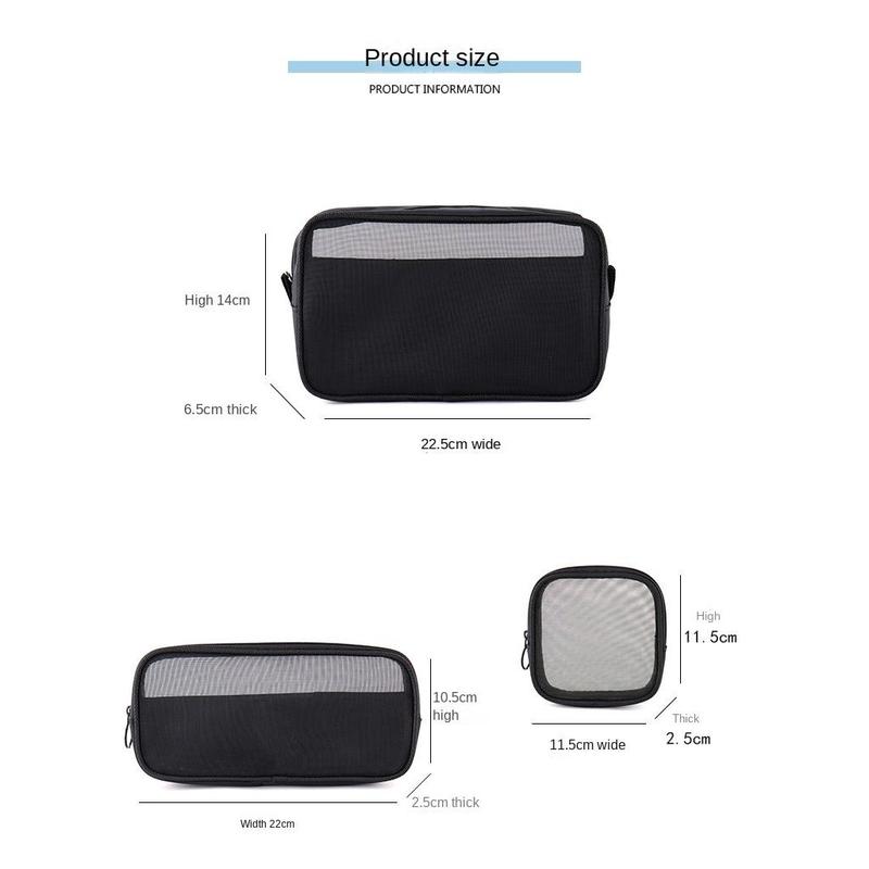 Product Introduction of Beg Kosmetik Poket Mudah Alih, Gaya Kasual, Bahan Jaringan, Warna Hitam, dengan Zip, Lutsinar, Sesuai untuk Gincu, Penyimpanan Basuh, Beg Simpanan, Kit Peralatan Mandi 15
