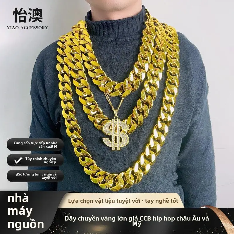 Vòng Cổ Phóng Đại, Phong Cách Hip Hop Châu Âu, Daikin Dây Chuyền CCB, Chất Liệu Nhựa, Màu Vàng Mô Phỏng, Thích Hợp Cho Lễ Hội Biểu Diễn, Đạo Cụ Biểu Diễn vòng  tay hạt  bối vòng  ximen vòng  tay hạt  bối vòng  ximen Móc Khoá Móc Chìa Khoá