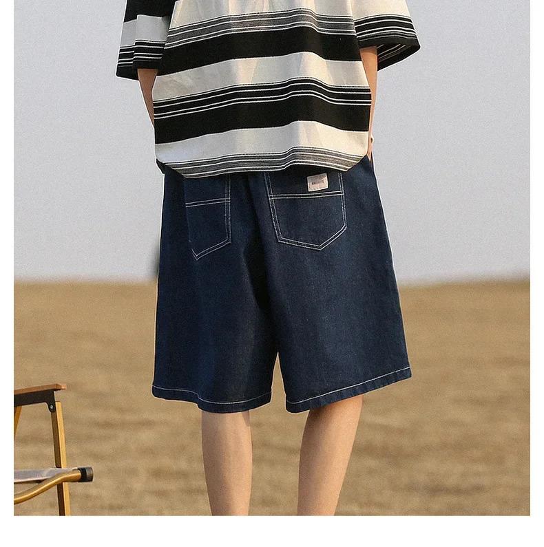 Product Introduction of American Style Vintage Denim Shorts Men's Loose Fit Straight Leg Casual Pants Trendy Brand Japanese Style City Boy 19