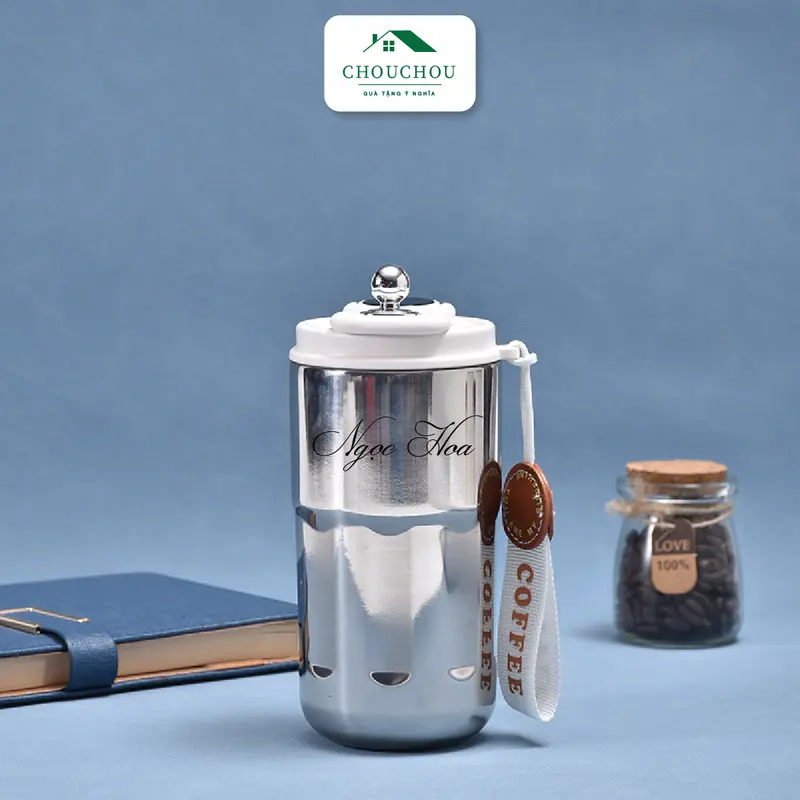 [Miễn Phí Khắc Tên] Cốc giữ nhiệt CHOUCHOU có LED hiển thị NHIỆT ĐỘ Inox 316, 420ml. 7