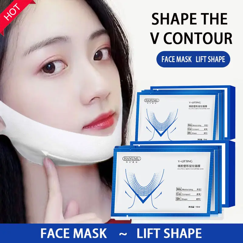 [COD&HOT Sale] V-Shape Face Mask Lifting Firming Skin Create v-Shape Face Moisturizing Slimming Chin Mask 5Pcs/Box