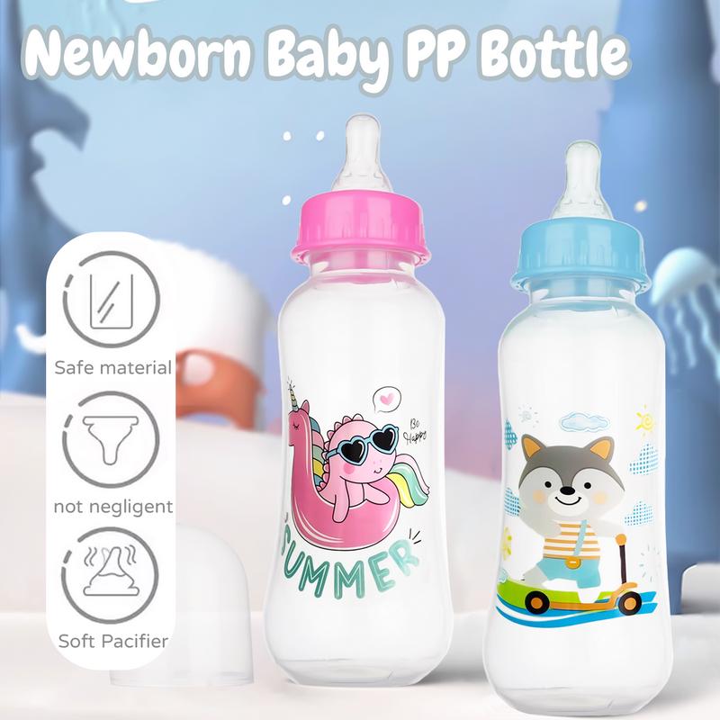 250ml newborn food grade pp baby bottle, cute cartoon  baby bottle ，anti-drop and anti-leakage and anti-choking baby  bottle, baby bottle with super soft pacifier , without straw 3
