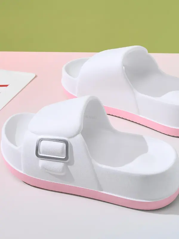 Women's Minimalist Plain Color Slides, Casual Comfortable Breathable Thick Sole Slippers, Non-slip Slippers for Indoor & Outdoor Wear, Walking Shoes 7