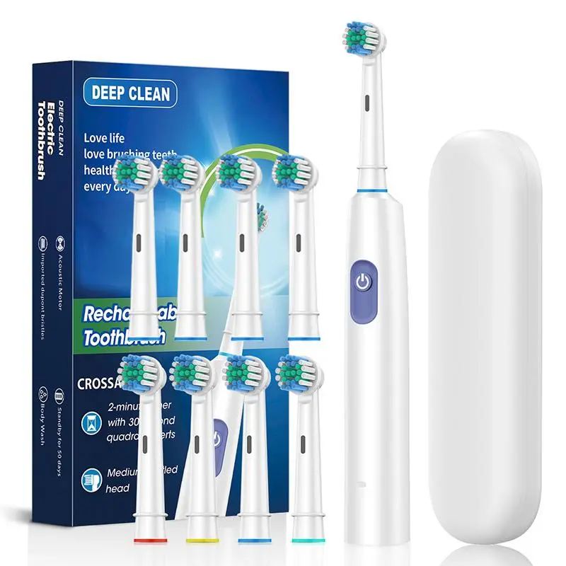 Electric Toothbrush Set, 1 Box Electric Toothbrush & 8 Counts Brush Heads & 1 Count Storage Box, Oral Care Product for Home & Travel