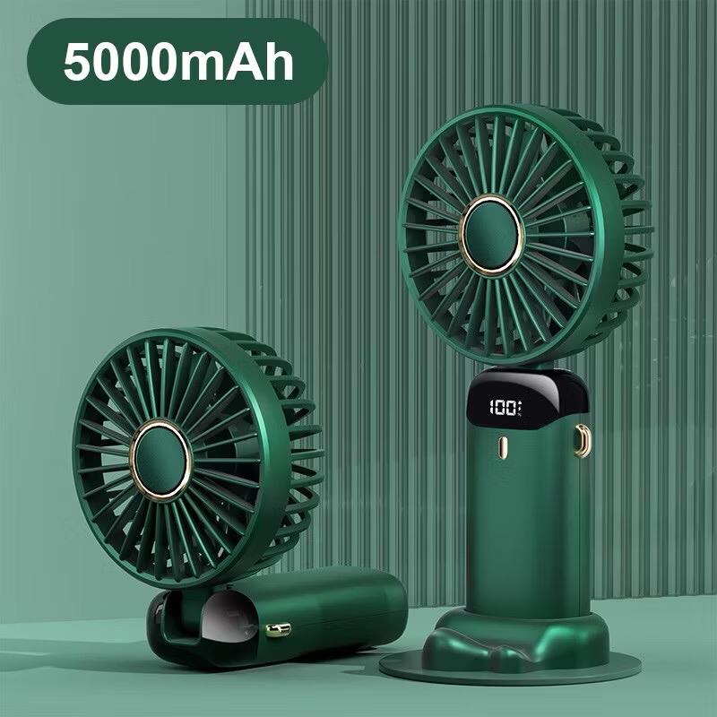 ￼Quạt cầm tay tích điện dung lượng p..i...n khủng 5000 mAh , quạt mini 5 tốc độ gió linh hoạt 4