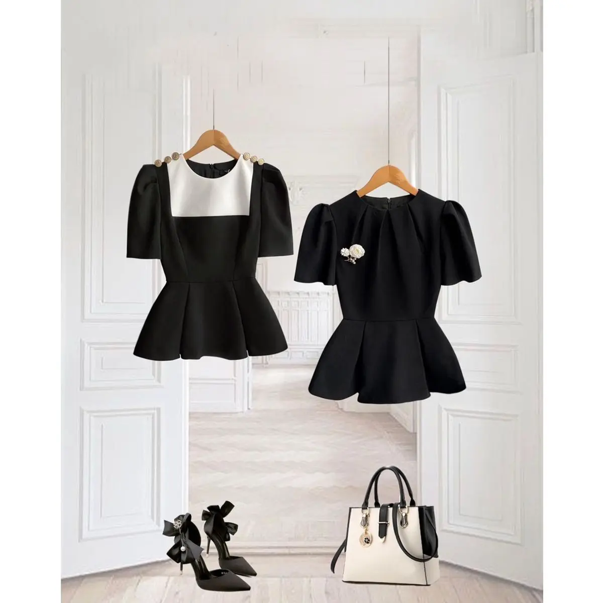 MẬP STYLE (50-90 KG) ÁO ĐEN THIẾT KẾ FORM PEPLUM DỄ MẶC, CHE EO TỐT