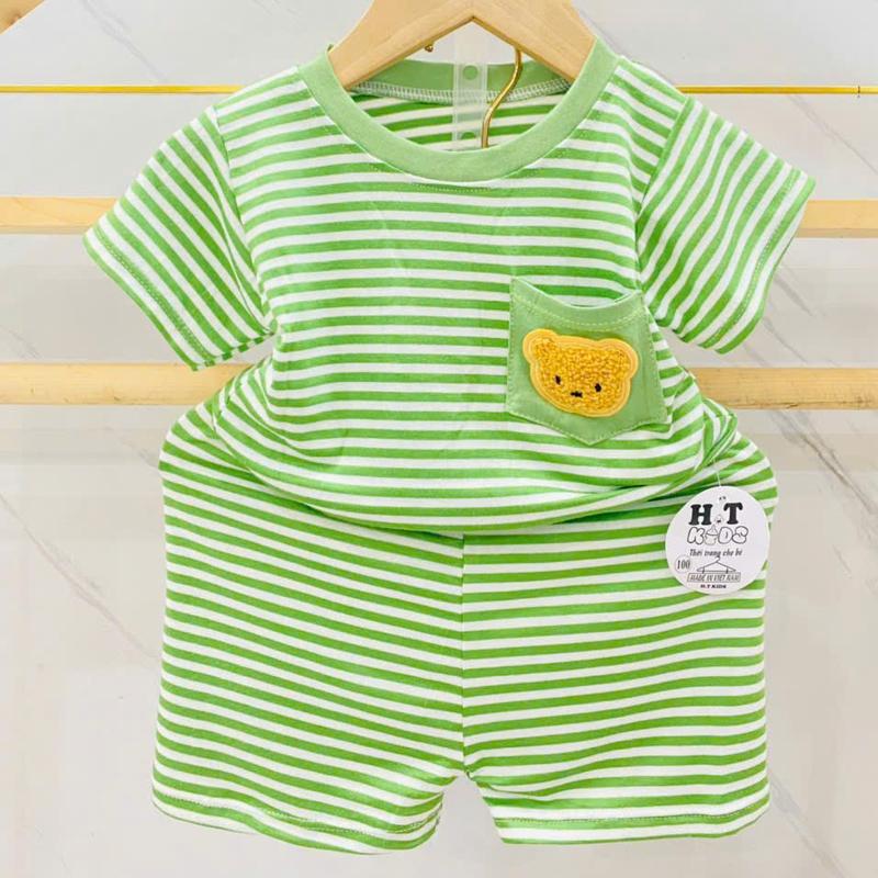[18-28kg] Bộ cộc tay THUN LẠNH Vải Dệt Sọc Cho Bé 8
