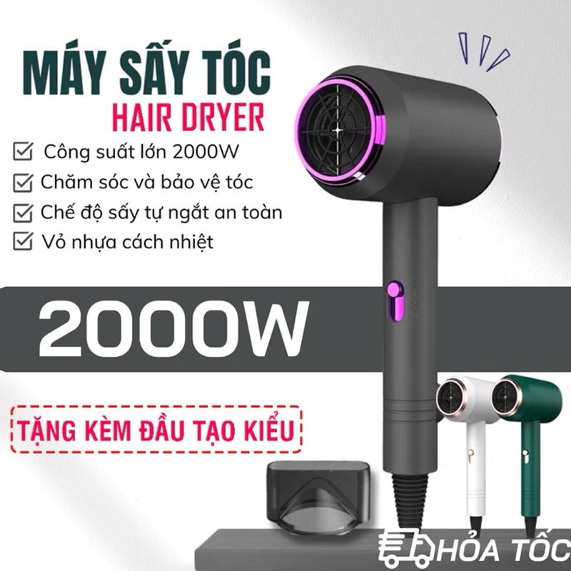 Máy Sấy Tóc 2 Chiều Nóng Lạnh Công Suất Lớn 2300W Nhanh Khô, 3 Chế Độ Sấy, Tạo Kiểu, Chăm Sóc Tóc Chuẩn Salon Kèm Mỏ Vịt