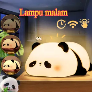 Lucu Lampu Tidur LED Panda Night Light Silicone Hadiah Ulang Tahun Lampu Malam Silikon Pelindung Mata