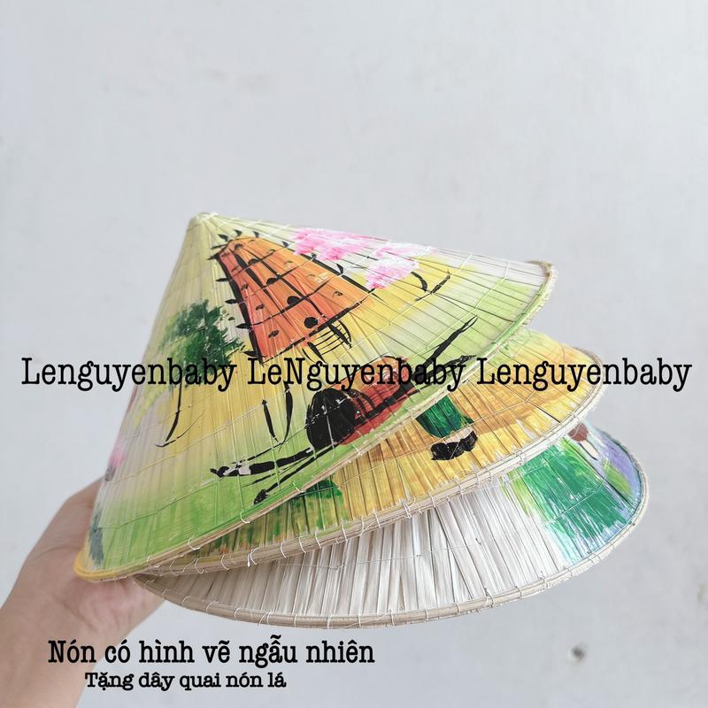 Nón lá cho bé yêu, Nón vẽ hình thiên nhiên xinh đẹp, mang đậm chất truyền thống người Việt Nam, kết hợp với áo dài và đồ bà ba Voi Hat
