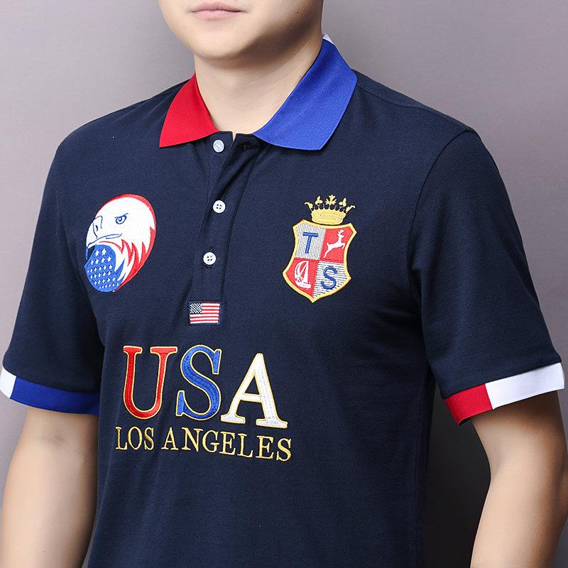 Product Introduction of New Arrivals Oversized Polo T Shirt Men Short Sleeved California of USA Embroidery White Eagle Golf Wear Collar T-shirt Plus US Size XS-7XL 8