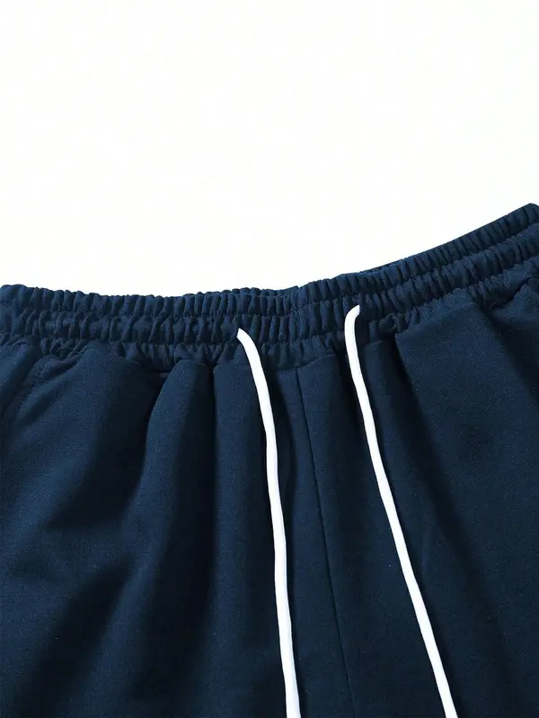 【Plus Size】 Men's Letter Print Drawstring Waist Shorts, Regular Fit Casual Fashion Shorts for Outdoor Daily Wear, Men's Bottoms for Summer 3